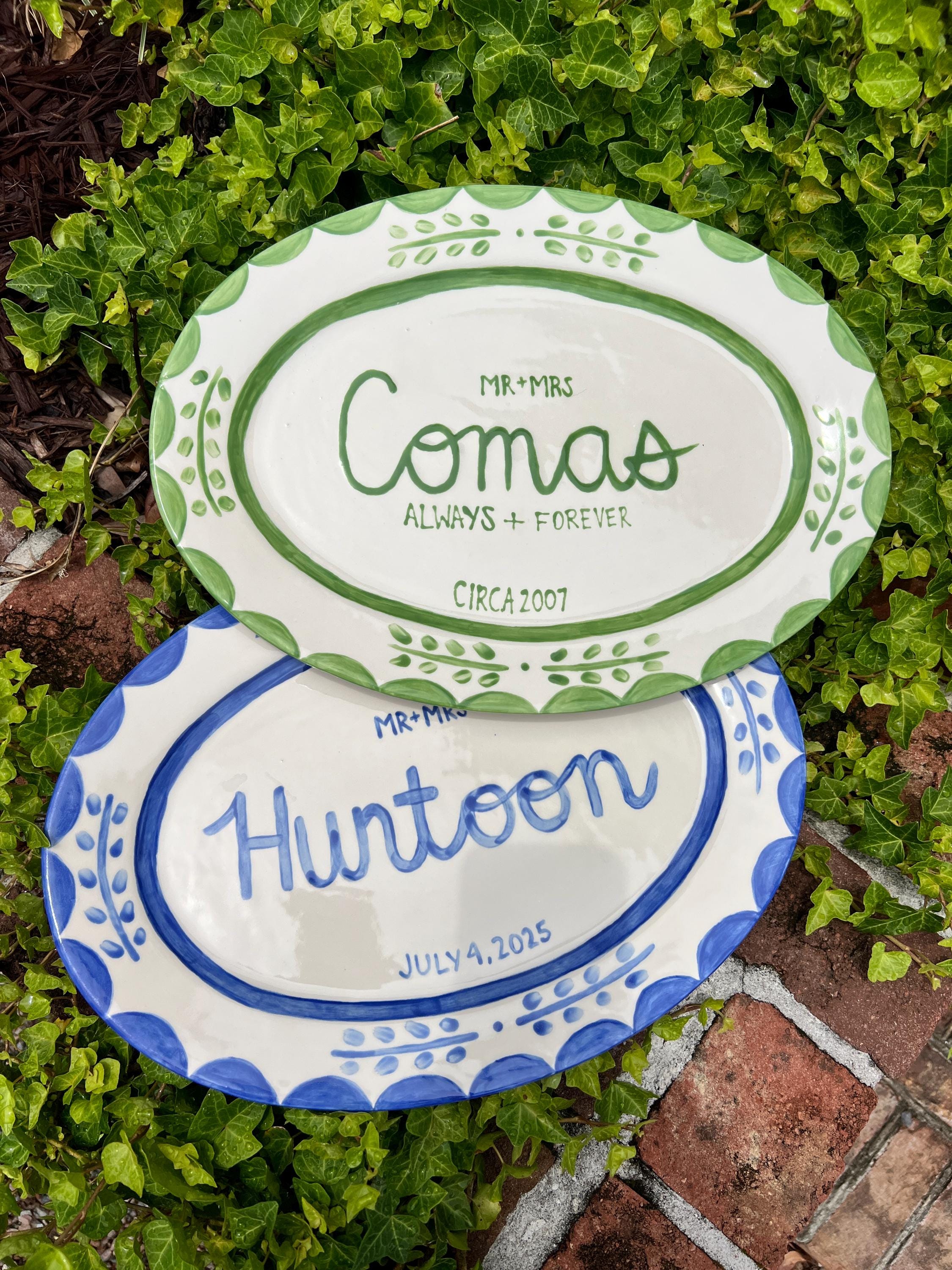 Custom Hand Painted Ceramic Platter | Personalized Gift for Newlyweds