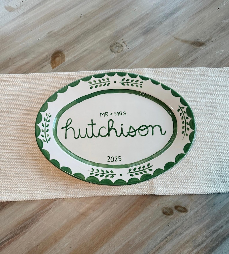 Custom Hand Painted Ceramic Platter | Personalized Gift for Newlyweds