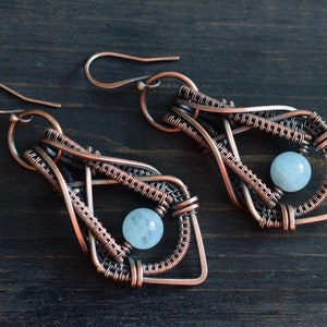 Aquamarine Earrings. Wire Wrapped Earrings. March Birthstone Jewelry. Gemstone Earrings. Healing Stones Crystals. Wire Wrap. Witch Earrings.
