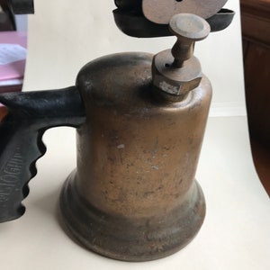 Vintage Brass Blow Torch - Pistogrip Wall Mount - 1940s Tool Decor
