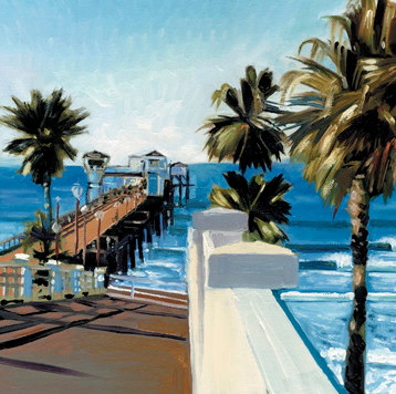 Oceanside Pier Giclee Beach Art Work Coastal Artwork San Etsy