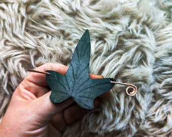Handcrafted Ivy Leaf Brooch/Hair Pin with Magical Essence