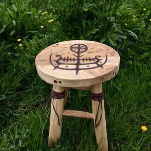Norse Viking Wooden Petroglyph Pyrography Stool - Etsy