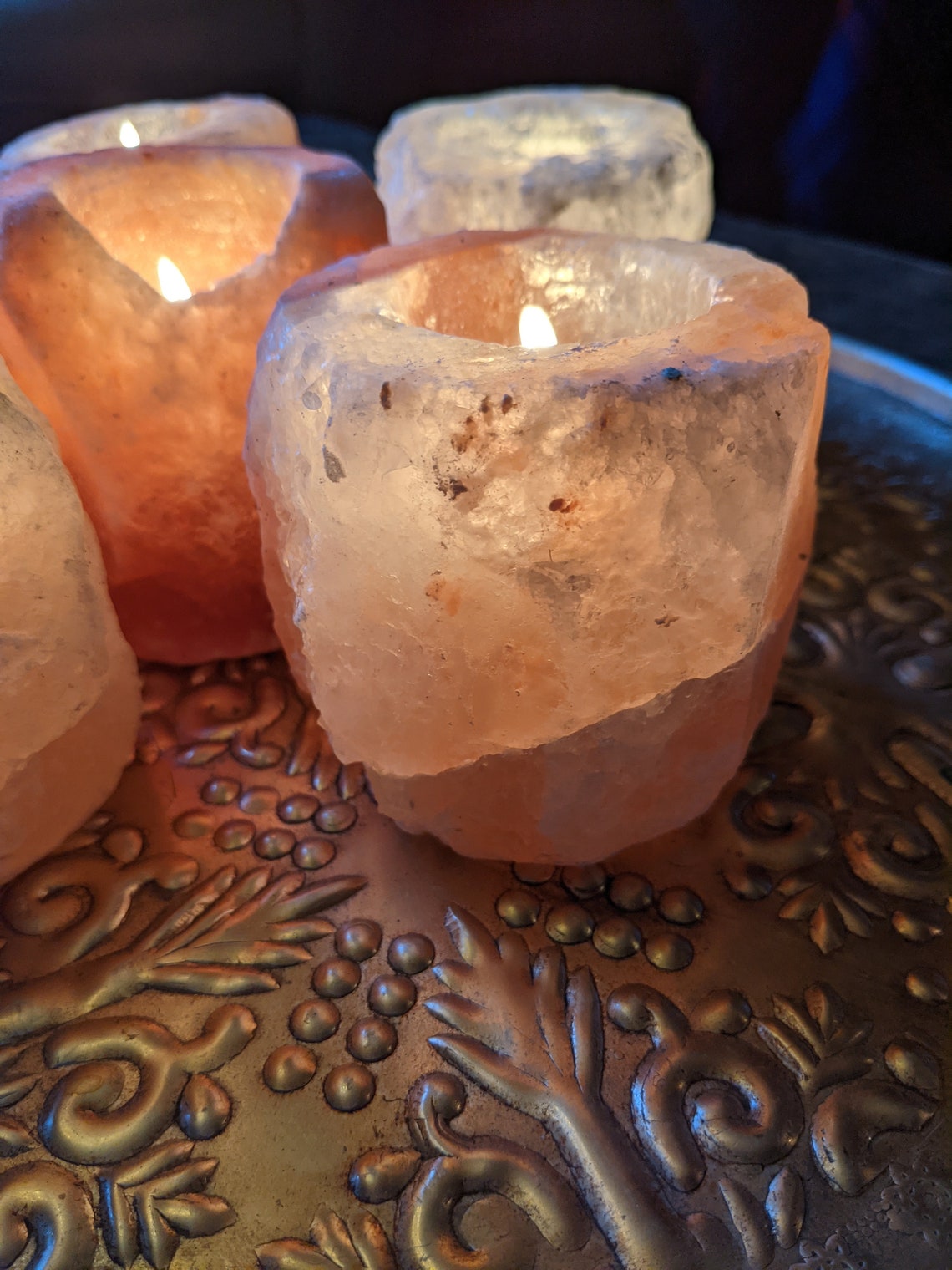 Himalayan salt candle or tea light holder gift for her Etsy