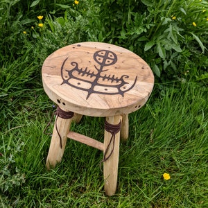 Norse Viking Wooden Petroglyph Pyrography Stool - Etsy