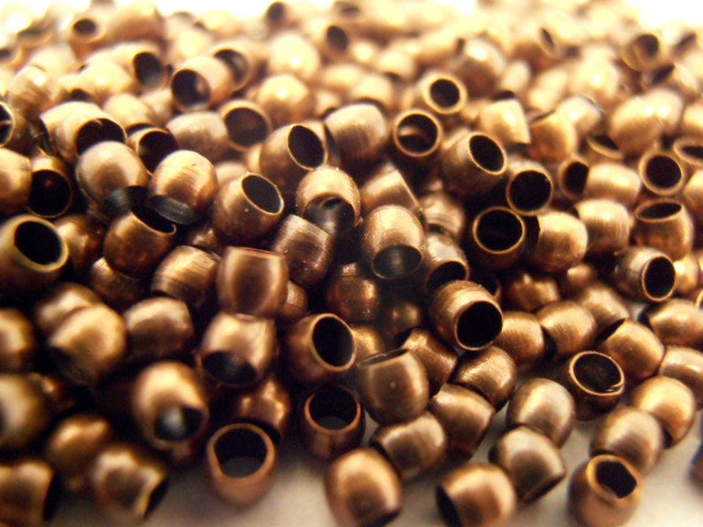 od 2.5mm Crimp Bead id 1.5mm 1000 pc #3 Round Crimp Beads ANTIQUE COPPER