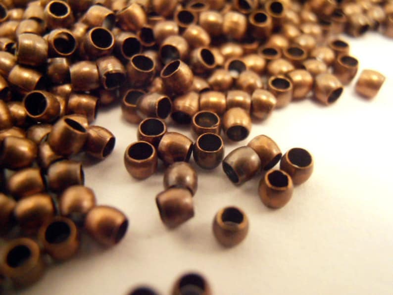 od 2.5mm Crimp Bead id 1.5mm 1000 pc #3 Round Crimp Beads ANTIQUE COPPER