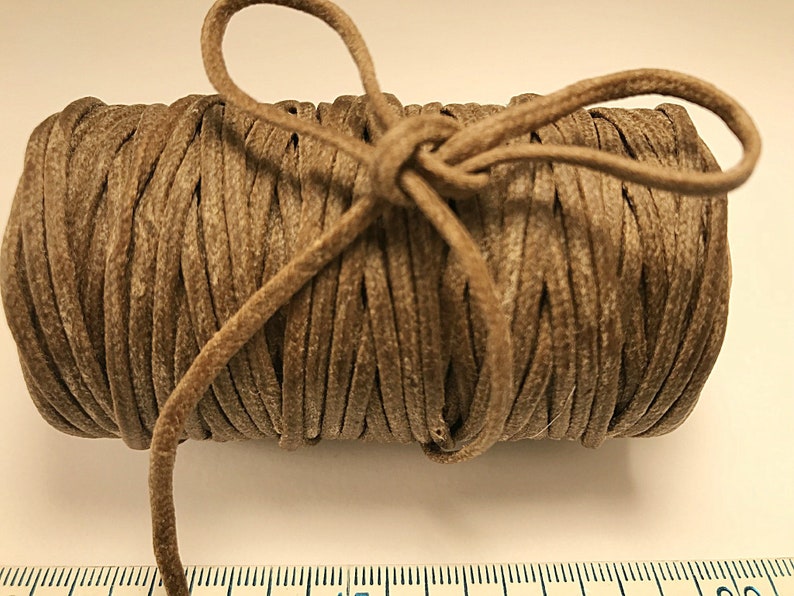 3 yd 2mm WAXED Cotton Cord Tan-CAMO High Quality Cord Made in the USA
