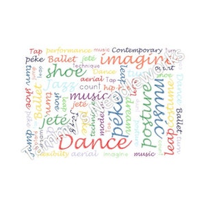 Digital Dance Word Montage embroidery design