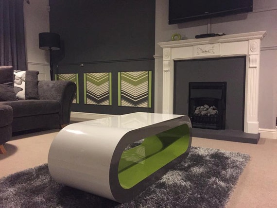 White Gloss Coffee Table Large Hoop Etsy