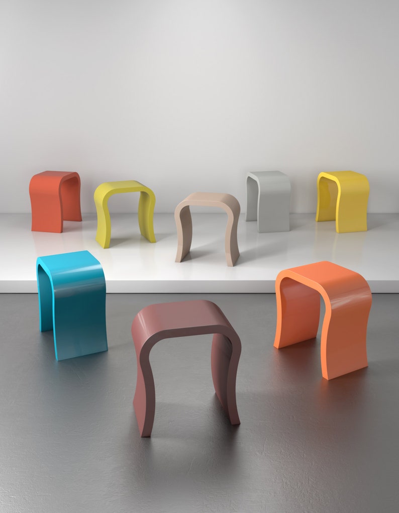 Light Grey Gloss Bedside Table Curved Etsy