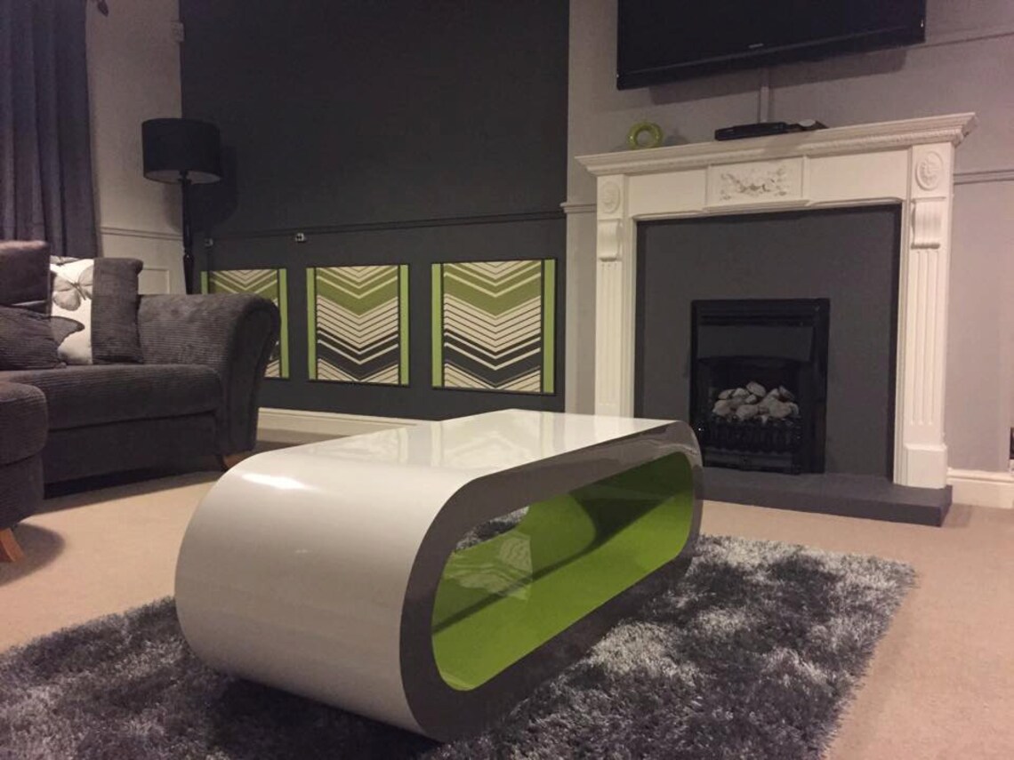 Light Grey Gloss Coffee Table Large Hoop Etsy