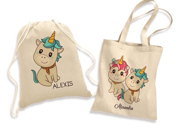 Personalized Cute Unicorn Bags Unicorn Tote Bag Unicorn Backpack Unicorn Library Bag Unicorn Girls Bag Unicorn Boys Bag by Mc Party Shop Catch My Party