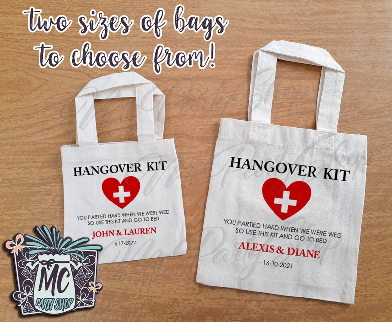 Personalized Wedding Hangover Kit Tote Bag Hangover Kit Bag Etsy