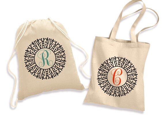 Personalized Monogram Bags - Cotton Canvas Monogram Tote Bag - Monogram ...