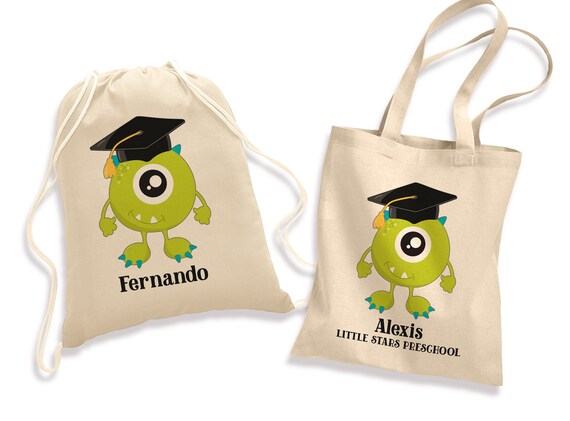 Personalized Graduation Monster Bags - Boys Graduation Bag - Kids Tote Bags - Graduation Backpack - Kids Cotton Bags Il_570xn