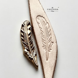 Feather Brass Leather Stamp tools and Hardened Steel Punch, Leather Embossing Mold for Leatherworking / DIY Crafting Tool