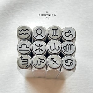The Twelve Zodiac Signs Steel Punches Stamp Hardened Metal | Stamping Chasing Tool for Jewelry Making, Leather Stamping Tools /DIY