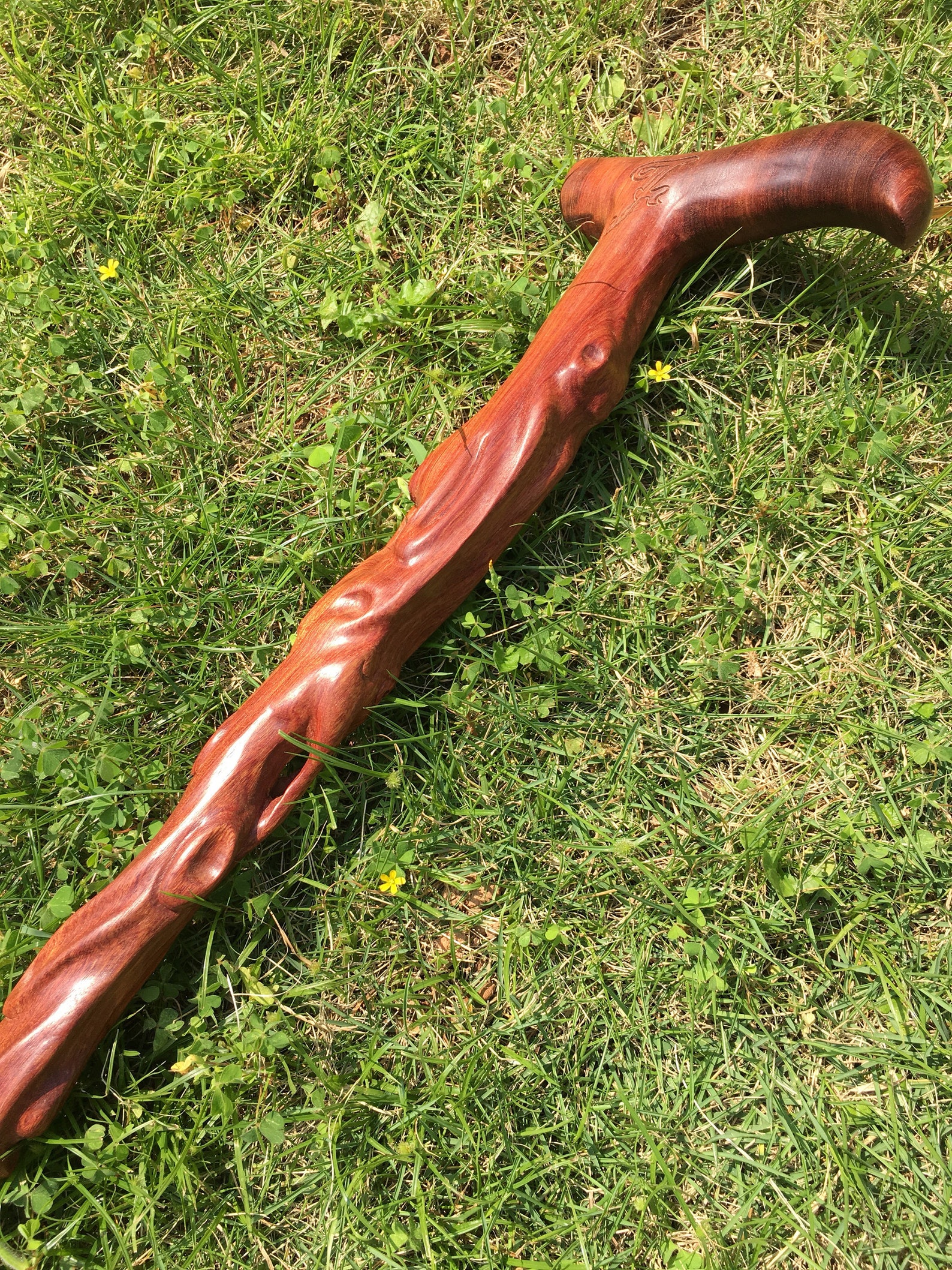 Wooden Walking Cane Red Sandalwood Walking Cane Handcrafted Wooden