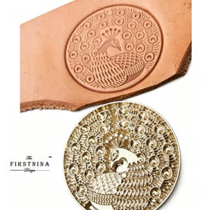 Circular Peacock Brass Leather Stamp tools and Hardened Steel Punch, Leather Embossing Mold for Leatherworking / DIY Crafting Tool