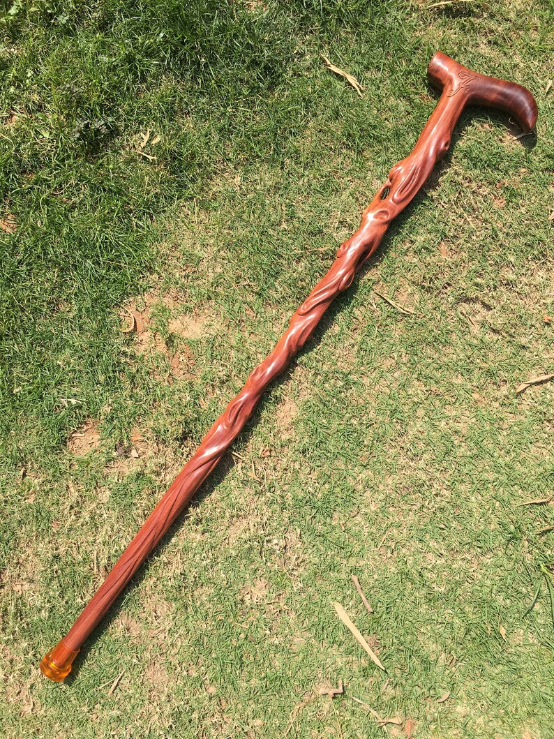 Wooden Walking Cane Red Sandalwood Walking Cane Handcrafted Etsy