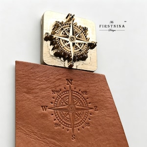 Retro Nautical Compass Brass Leather Stamp tools and Hardened Steel Punch, Leather Embossing Mold for Leatherworking / DIY Crafting Tool