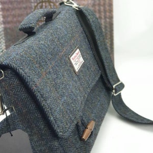 Handwoven Harris Tweed Pure Wool Designer Traditional Herringbone Briefcase Style Messenger Laptop MacBook Satchel Bag image 7