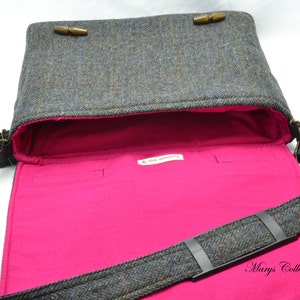 Handwoven Harris Tweed Pure Wool Designer Traditional Herringbone Briefcase Style Messenger Laptop MacBook Satchel Bag image 3