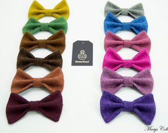Harris Tweed 100% Wool Pre-Tied Bow Tie Plain Range 12 Beautiful Colours