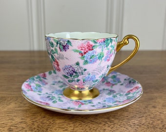Vintage Shelley Summer Glory 13381 Tea Cup & Saucer Set England Fine Bone China Excellent Condition