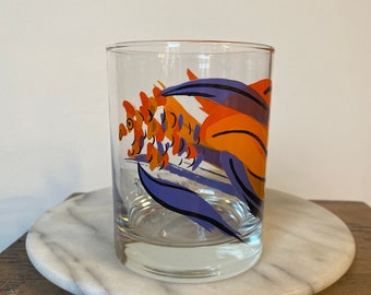 12 Vintage Highball Glasses Beta Fish Highball Rocks Drinking Glasses New Old Stock 1980 Bancroft set of 12