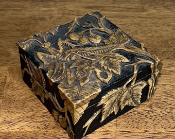 Amazing carved stone treasure box with Praying Mantis
