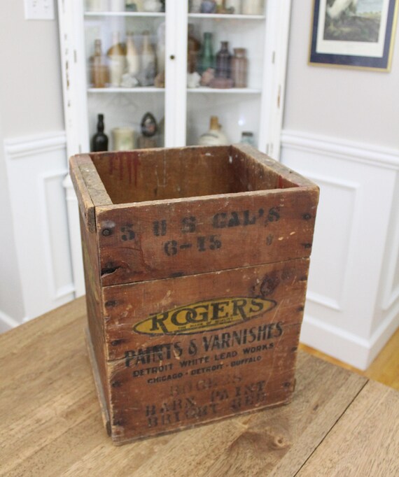 Bright Red Barn Paint Wooden Antique Crate Detroit White Etsy