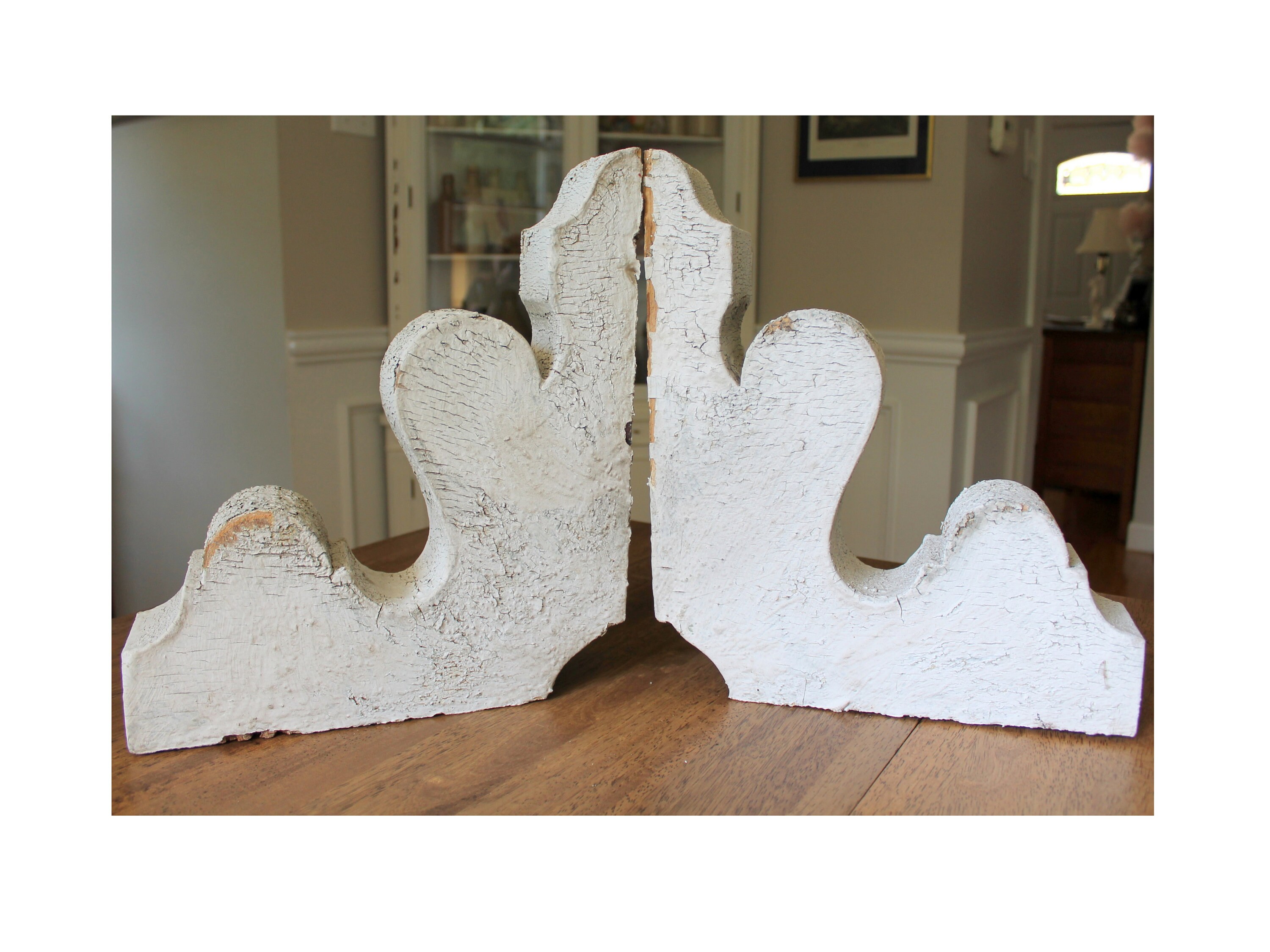 Antique Architectural Salvage Wooden Corbels Pair Chippy White Etsy