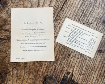 Mount Holyoke College 1907 Commencement Invitation