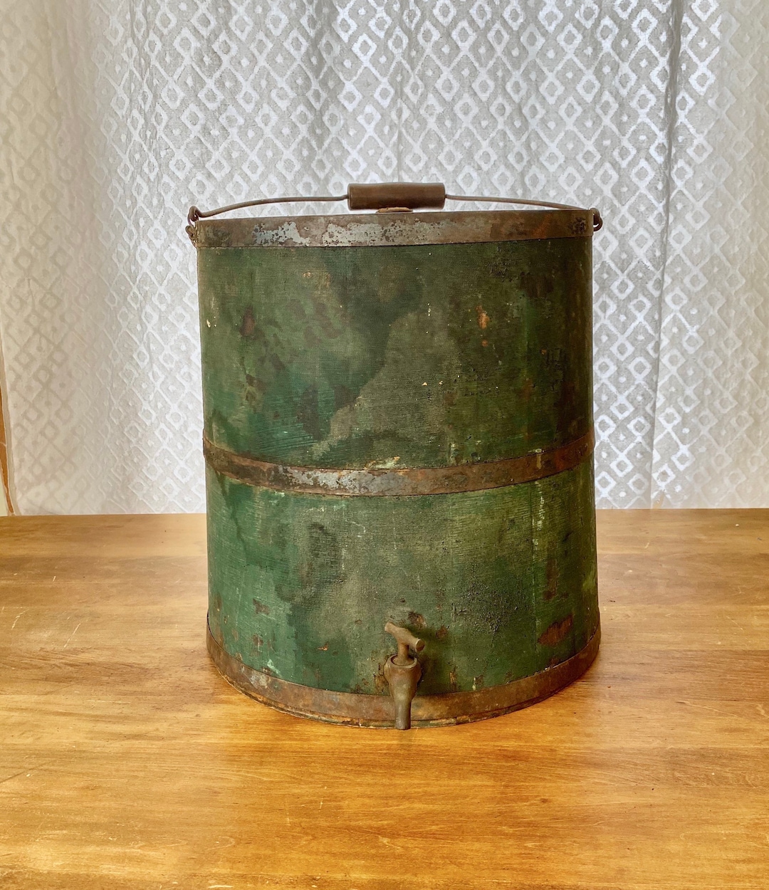 Antique Primitive Green Wooden Kerosene Bucket Etsy