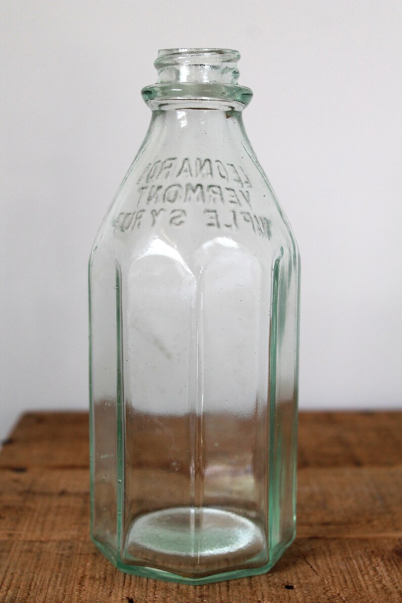 Antique Leonard's Vermont Maple Syrup Glass Bottle 8 Side Etsy France
