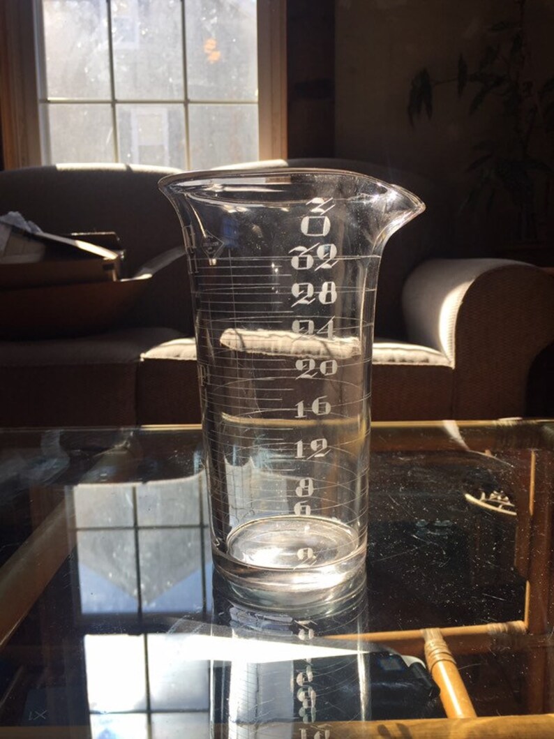 Rare Large 32 Oz Antique Etched Laboratory Glass Measure by Etsy