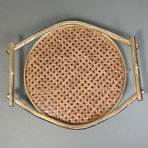 Era Antiques: Pair of Vintage Solid Brass Faux Bamboo Style Tray