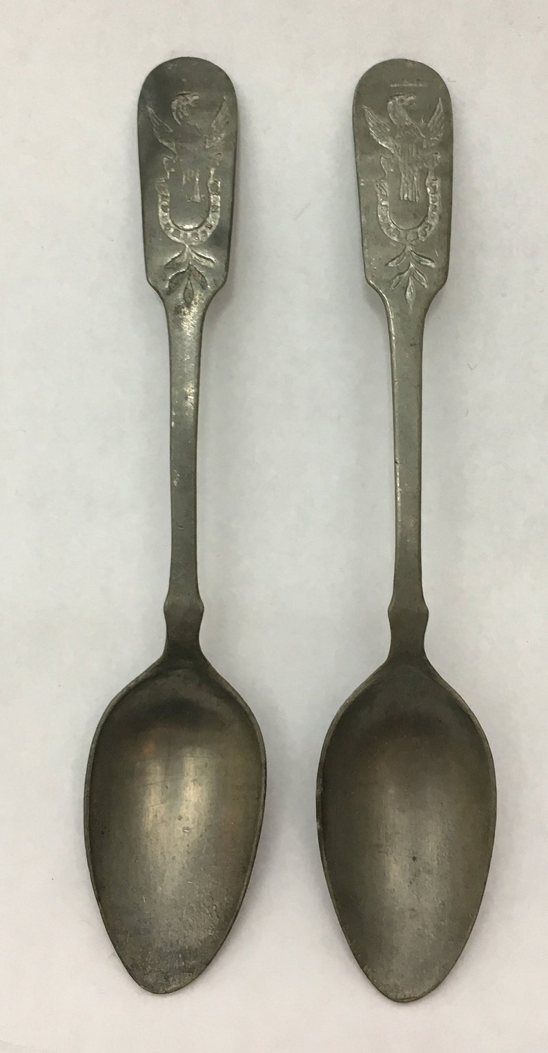 Pair of Early Federalist Patriotic Pewter Teaspoons With Etsy