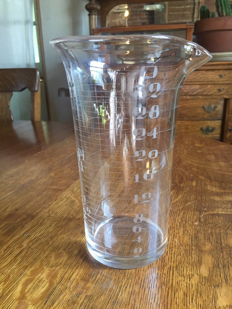 Rare Large 32 Oz Antique Etched Laboratory Glass Measure by Etsy