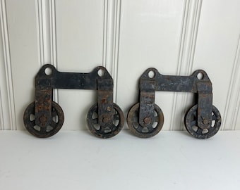 Great Pair of Antique Sliding Barn Door Rollers Hangers