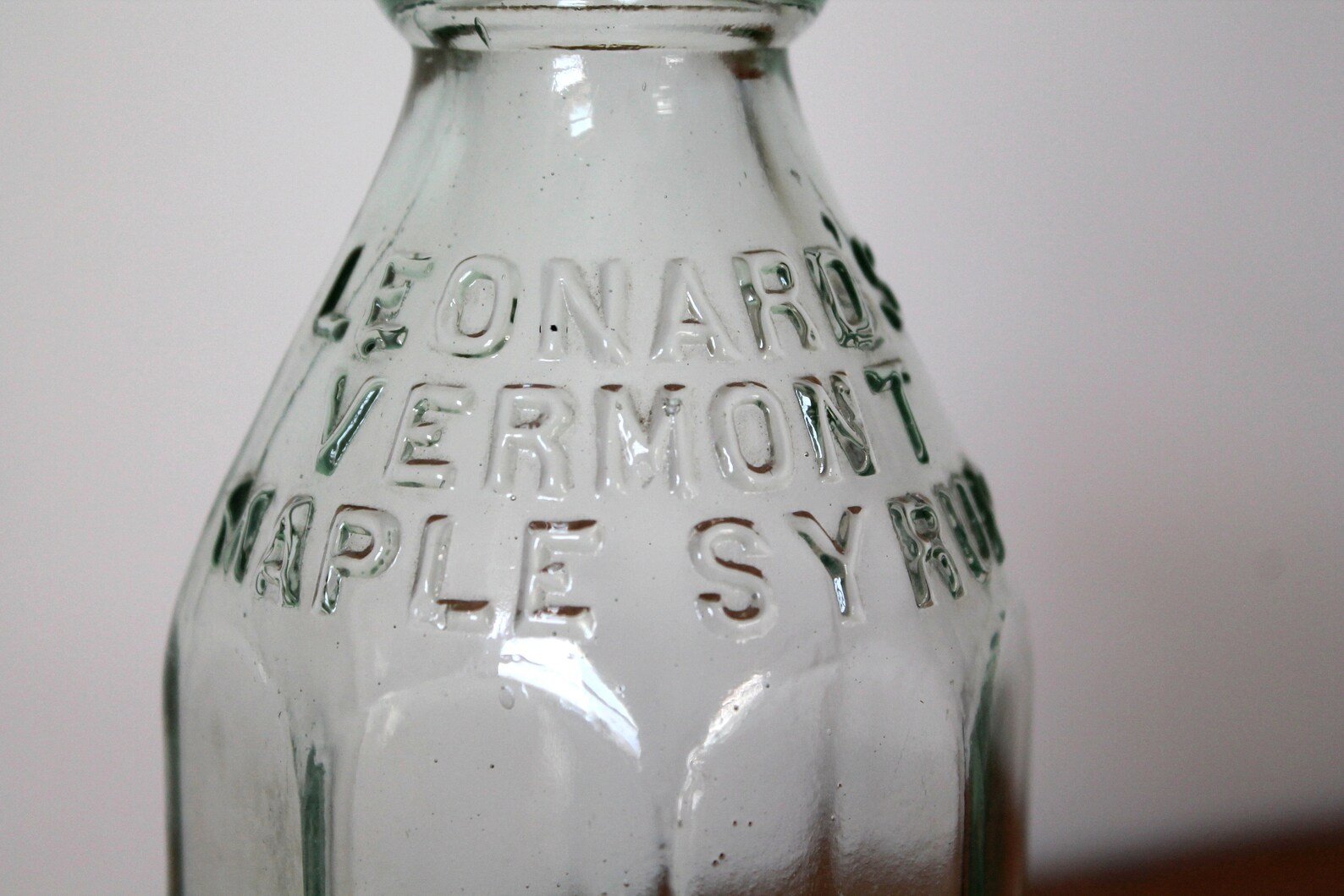 Antique Leonard's Vermont Maple Syrup Glass Bottle 8 Side Etsy