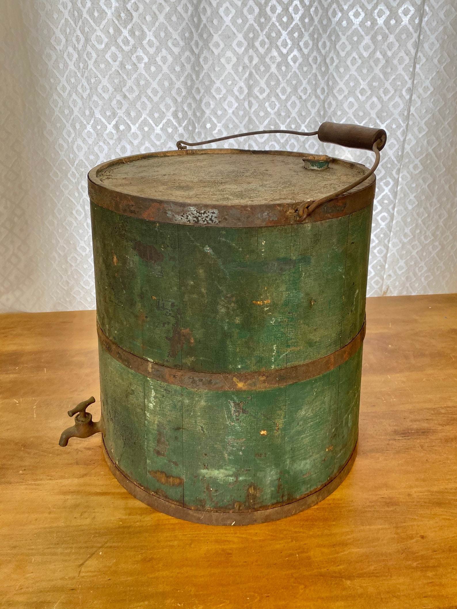 Antique Primitive Green Wooden Kerosene Bucket Etsy