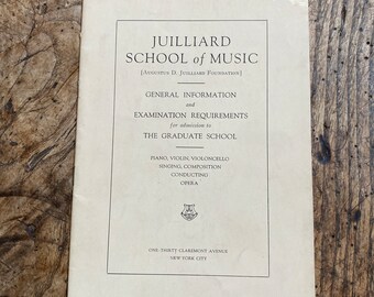 Juilliard School of Music Examination Requirements for Admission 1931