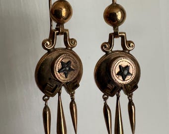 Stunning Antique Victorian 14k Gold Dangle Earrings