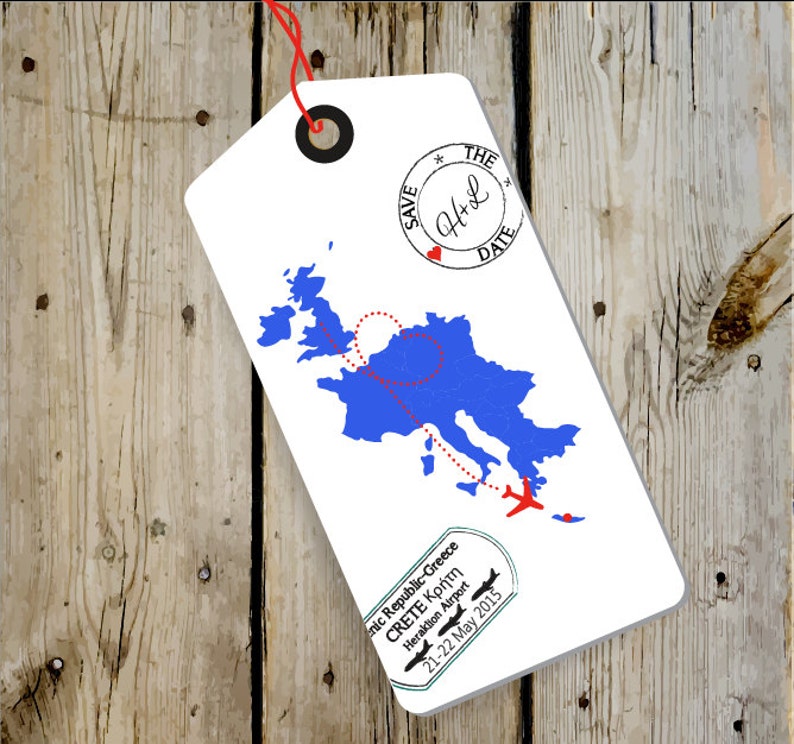 Destination Wedding Save the Date Custom Luggage Tag Hang Tag