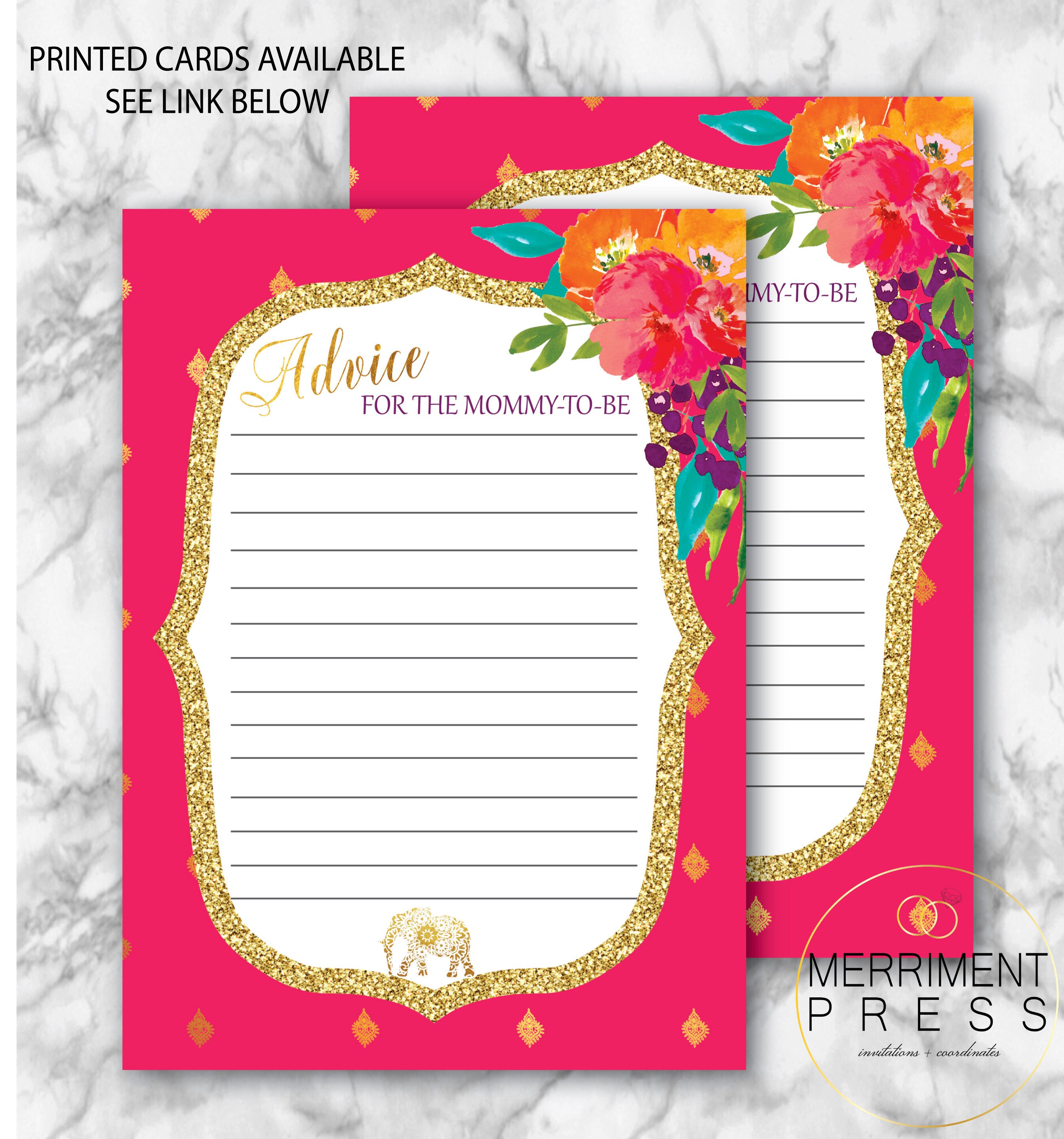 Indian Themed Baby Shower Advice Card Mommy To Be Elephant Image 0