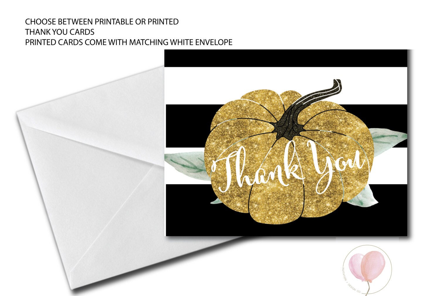 pumpkin thank you card folded thank you gold glitter black folded thank you cards