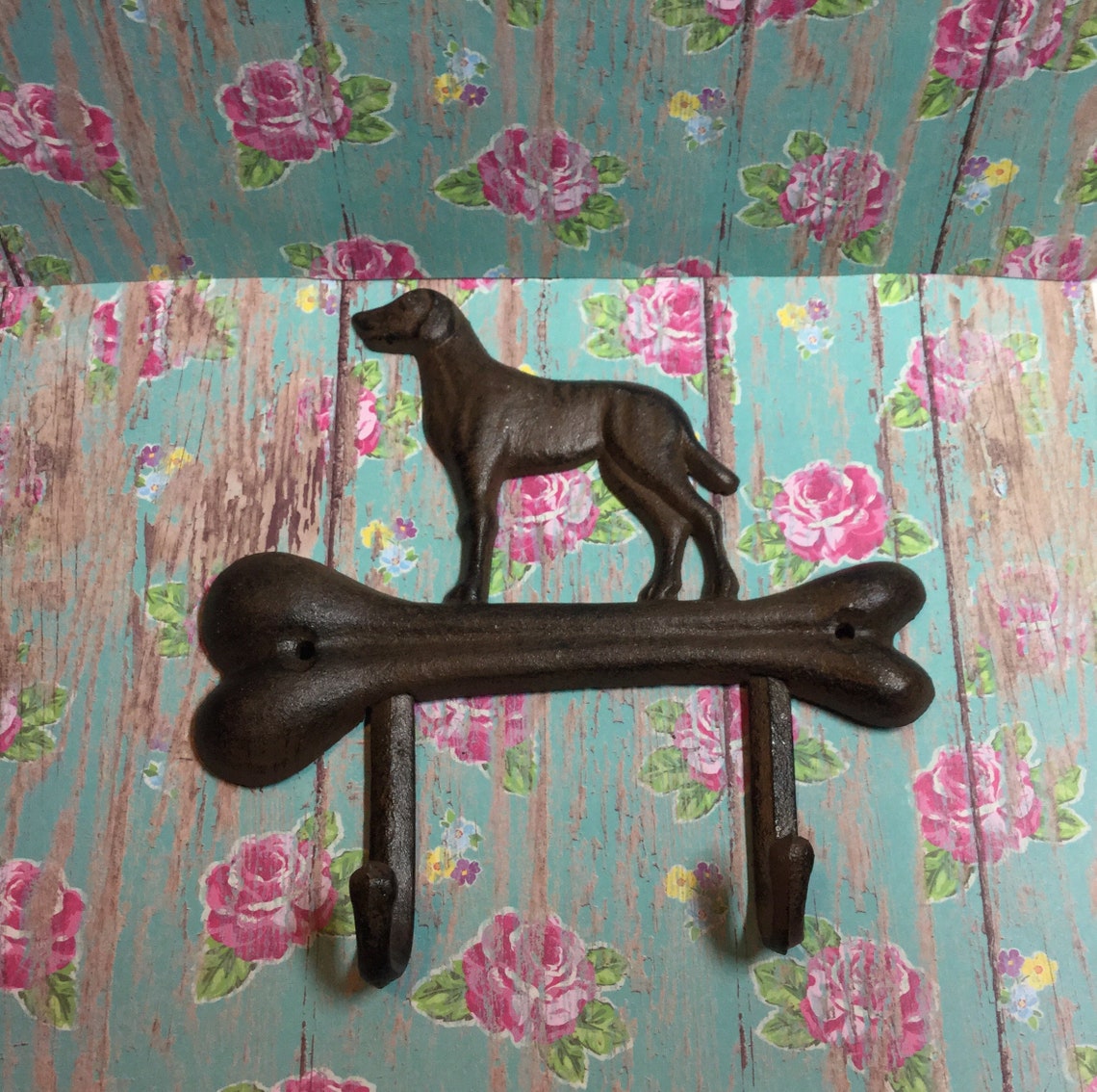 Wall Hook Natural Raw Cast Iron Double Hook Dog and Bone Leash Etsy